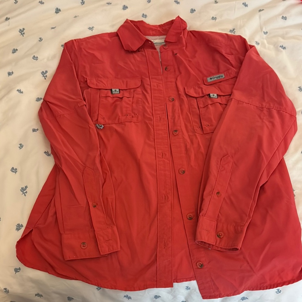 Columbia Red Utility Jacket Lightweight Casual